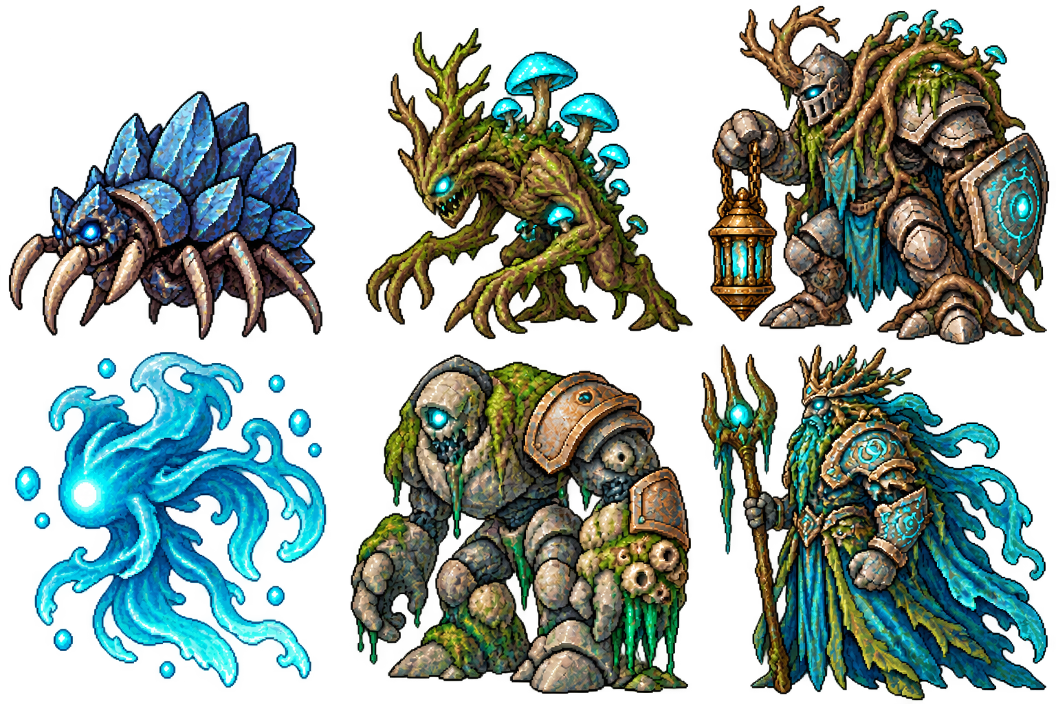 Six Rootdeep creatures including the Cave Mite, Rootling and Well Warden